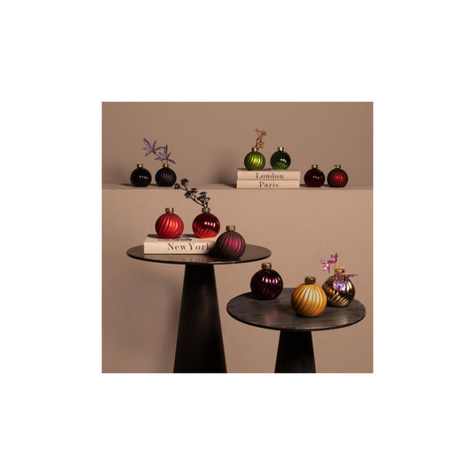 Countryfield kerstbal stripe paars glas ø10cm