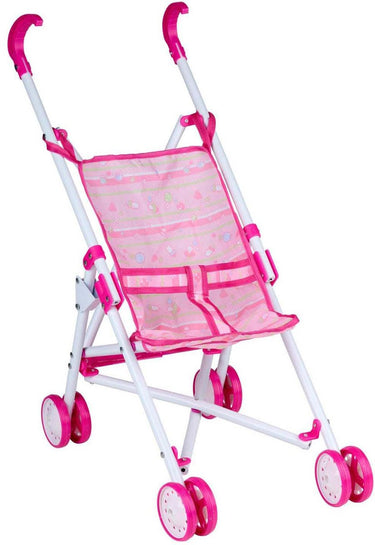 Eddy toys poppenwagen roze inklapbaar - kinderwagen voor poppen met veiligheidsriem - speelgoed poppenwagen voor meisjes - poppen buggy met dubbele wielen - 35 x 25 x 55 cm