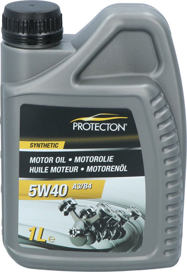 Protecton motorolie 5w-40 a3 b4 – synthetisch - voor benzine-, lpg- dieselmotoren – hoge zeer stabiele viscositeitindex - veilige smeerfilm bij zeer hoge bedrijfstemperaturen - sterk antislijtage, anticorrosie en antischuim vermogen - 1 liter