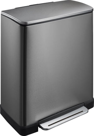 Eko - e-cube recycling pedaalemmer 28+18 liter - stainless steel plastic - black steel - prullenbak