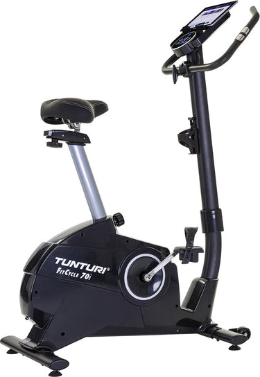 Tunturi fitcycle 70i hometrainer - fitness fiets voor thuis met 32 weerstandsniveaus - ergometer met 20 programma's - 150 kg gebruikersgewicht - voorzien van tablethouder en transportwielen - incl. gratis app