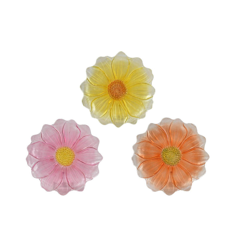 Afbeelding laden in galerijviewer, Decoris ontbijtbord bloem glas ã˜23xh2,5cm 3 assorti
