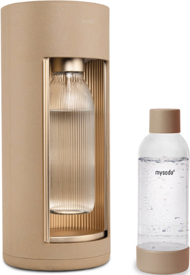 Mysoda glassy latte - design bruiswatertoestel gemaakt van ecologisch biocomposiet aluminium - incl 2 flessen