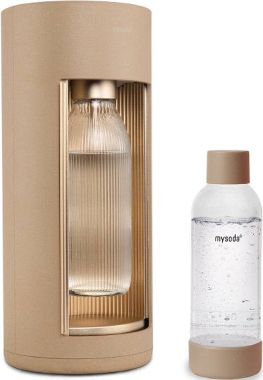 Mysoda glassy latte - design bruiswatertoestel gemaakt van ecologisch biocomposiet aluminium - incl 2 flessen