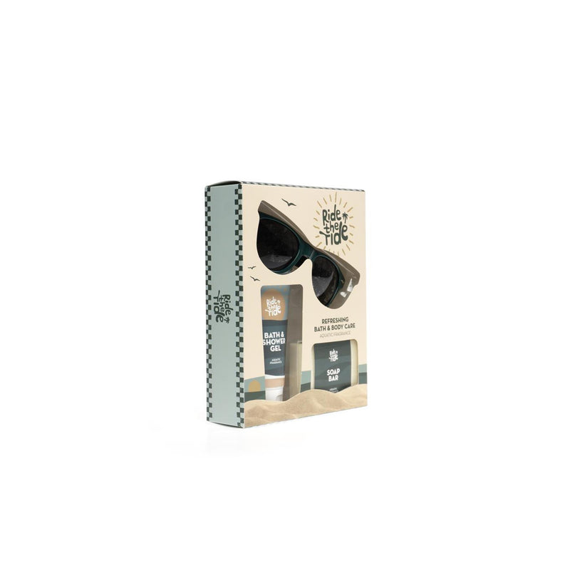 ギャラリービューアに画像をロードする, Source balance bad giftset ride the tide met zonnebril, 100ml douchegel en 100g zeepblok
