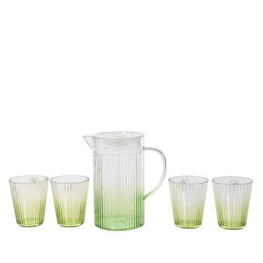 Decoris kruik kunststof met bekers ã˜11.3x19.6cm groen transparant