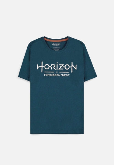 Difuzed horizon forbidden west - logo heren t-shirt - 2xl - blauw