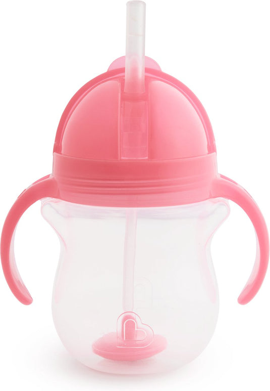 Munchkin tip sip antilek rietjesbeker - drinkbeker met rietje - vaatwasserbestendig - vanaf 6 maanden - 207ml - roze - drinkbeker met een rietje