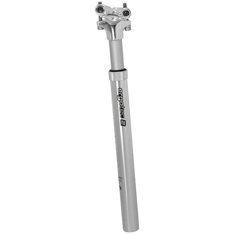 Telescopische verende zadelpen Ergotec SP-5.0 ø27.2 mm 350 mm - zilver