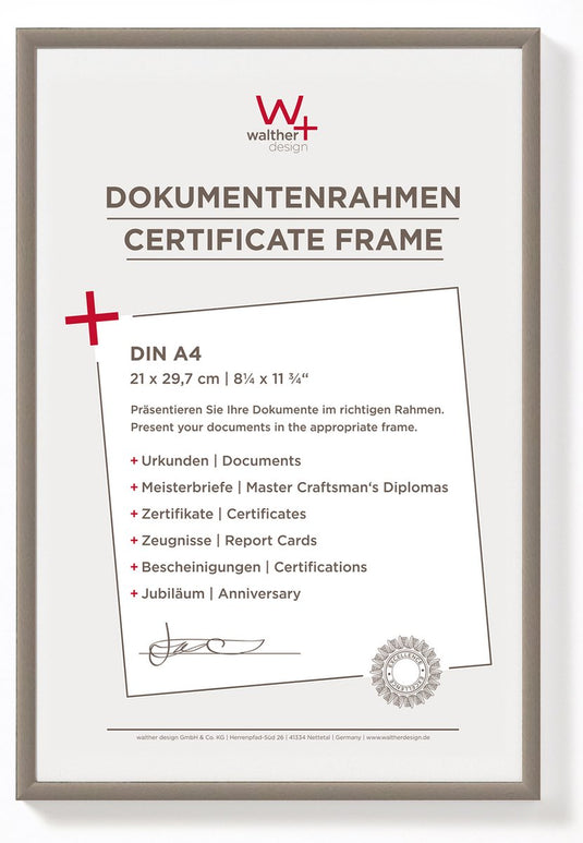 Walther new lifestyle - kunststof lijst - fotoformaat 21x29,7 cm (din a4) - staal