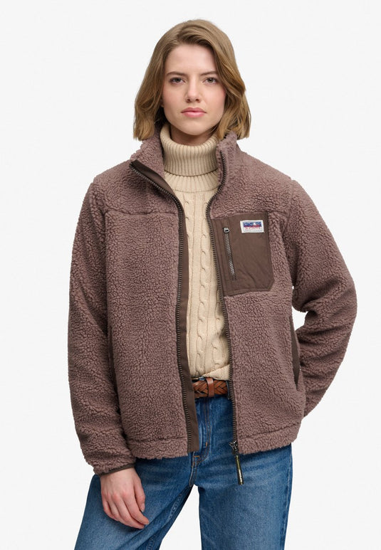 Superdry - heritage zip through fleece - dames - hoodies