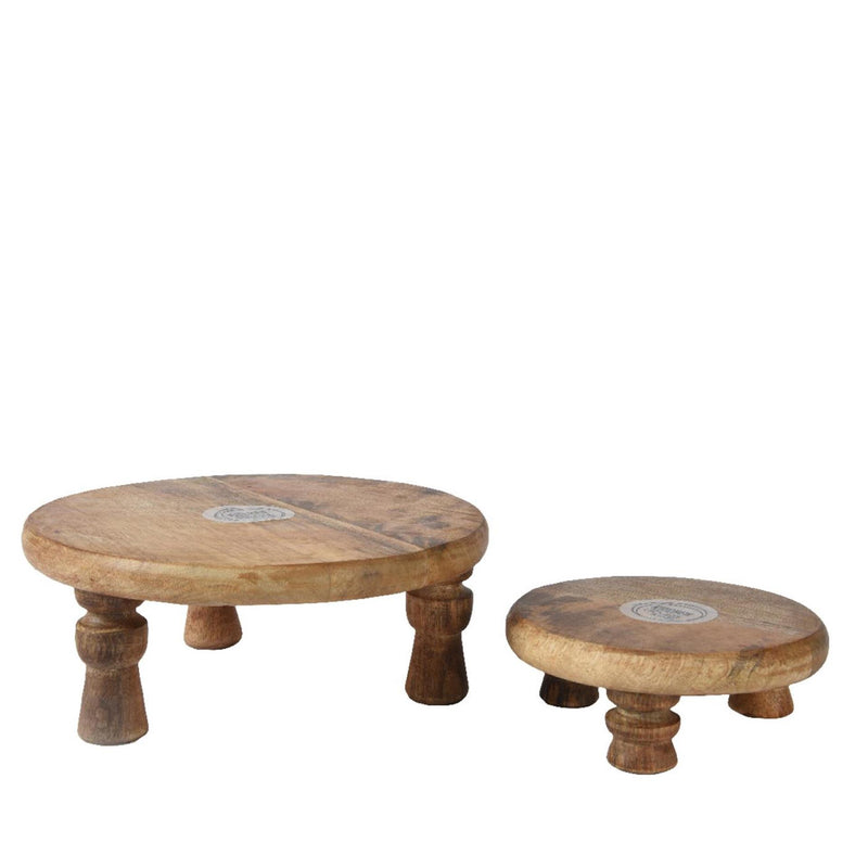Cargue la imagen en el visor de la galería, Decoris plateauset mangohout 2-delig ã˜25cmh8cm

