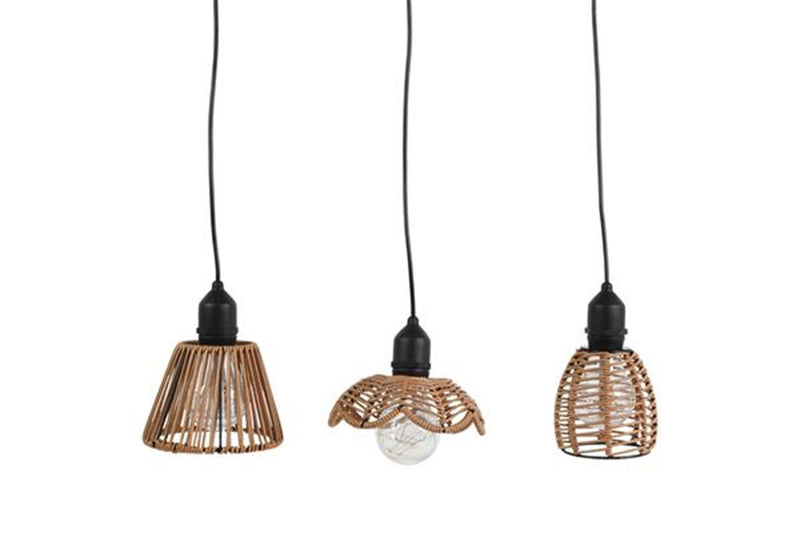 Chargez l'image dans la visionneuse de la galerie, Countryfield led hanglamp onora bruin 3 assorti 4,5x9x16cm
