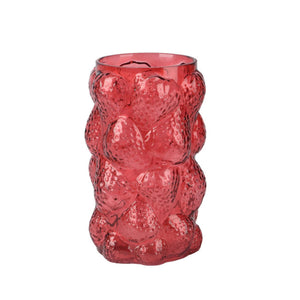 Decoris vaas glas ø15x23cm rood aardbei