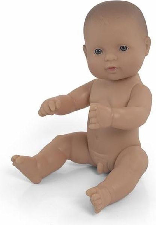 Miniland babypop - europese jongen 32cm - met vanillegeur - waterdicht - 10 maanden