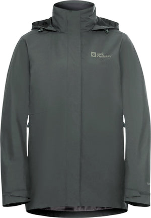 Jack wolfskin rotwand 3in1 jkt w dames outdoorjas - slate green