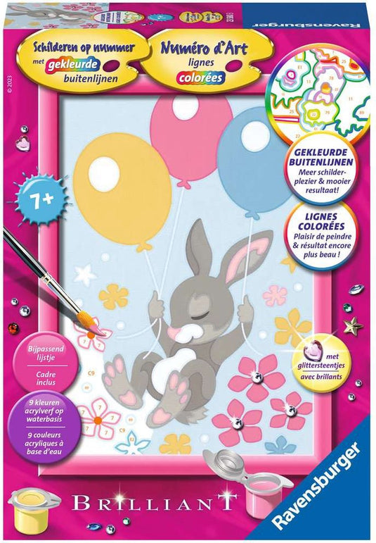 Ravensburger schilderen op nummer konijn met glittersteentjes