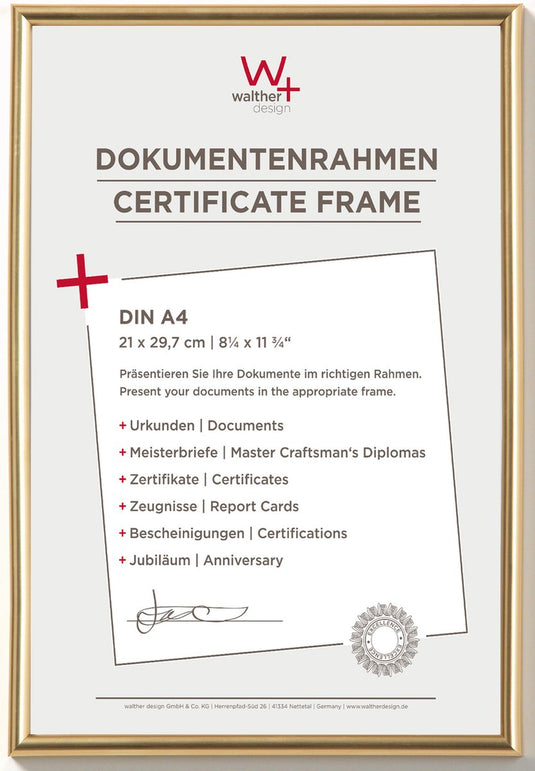 Walther galeria - kunststof lijst - fotoformaat 21 x 29,7 cm (din a4) - metallic goud