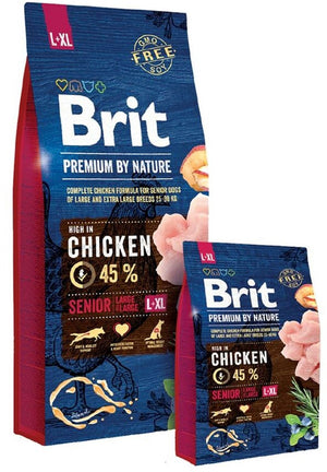 Brit premium by nature - droog hondenvoer - senior large xl - kip - 15kg
