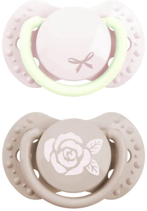Difrax lovi fopspeen dynamisch - classy - newborn - lichtroze glow in the dark - 2 stuks