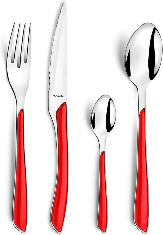 Amefa eclat rood 24-delige bestekset – 6 personen – hoogglans – 18 0 chroomstaal – cadeauverpakking