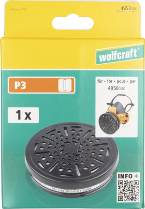 Wolfcraft - halfgelaatsmasker verwisselbaar luchtfilter p3 - filter - gasmasker - 4953000
