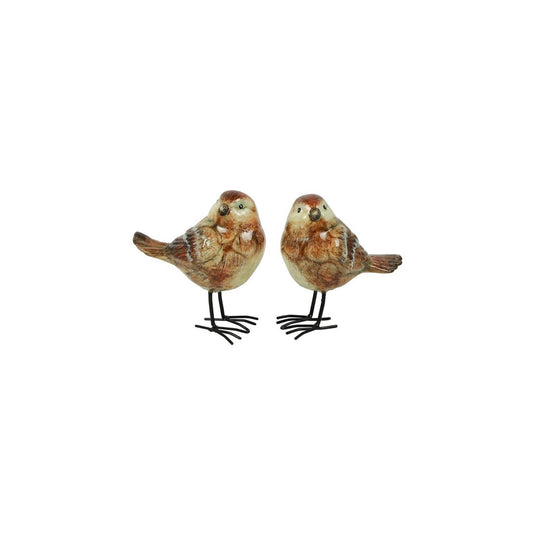 Country field countryfield beeld vogel op poten jip bruin aardewerk 10,5x6,5x11,5cm 2 assorti