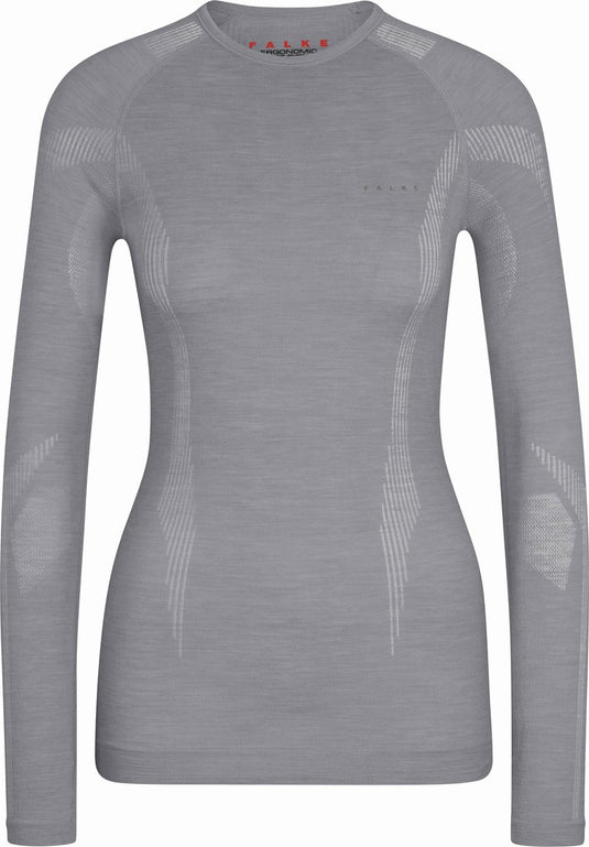 Falke wool-tech longsleeve sneldrogend wol functioneel functioneel shirt met lange mouwen dames grijs - maat m