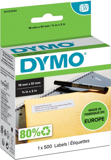 Dymo etiket 19x51mm multifunctioneel verwijderbaar 500