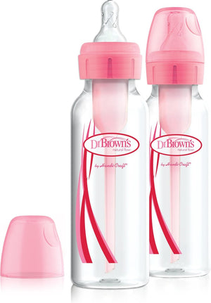 Dr. brown's options+ anti-colic babyfles - smalle halsfles - 250ml - roze - 2 stuks