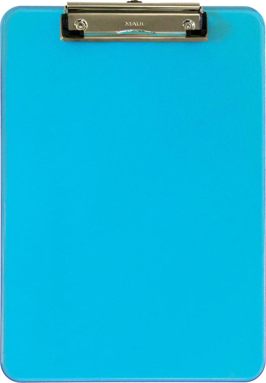 Merkloos sans marque klembord maul a4 staand transparant neon blauw - 1 stuks