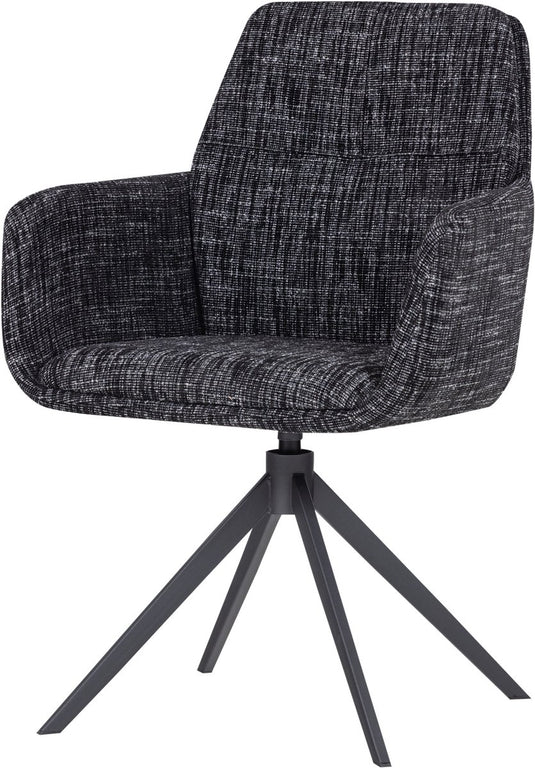 Woood grant eetkamerstoel met armleuning - melange - zwart - 88x61x63