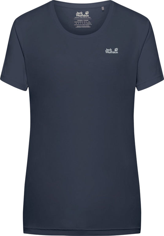 Jack wolfskin tech t-shirt dames - dames korte mouw - midnight sky