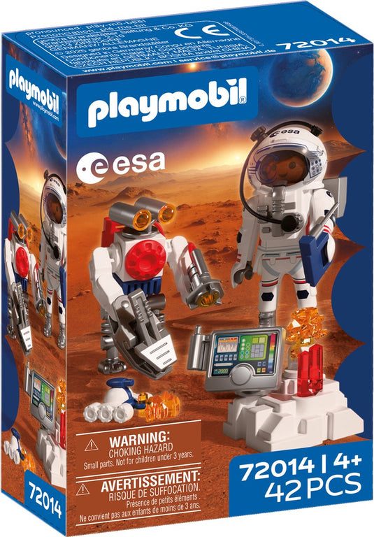 Playmobil ruimte esa astronaut met robot | met mars crawler, analysestation 3 steenmonsters | ruimteverkenning | hoogwaardige speelgoedset | leuk voor kinderen vanaf 4 jaar | 72014