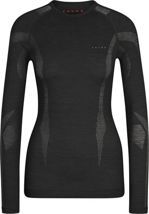 Falke wool-tech longsleeve sneldrogend wol functioneel functioneel shirt met lange mouwen dames zwart - maat s