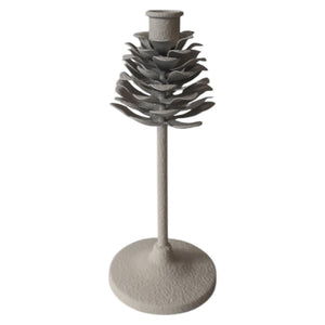 Mansion atmosphere kandelaar pinecone op voet wit 9,5x9,5x22,5cm