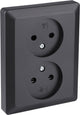 Q-link dubbel stopcontact - wandcontactdoos - inbouw contactdoos met shutter - zwart