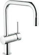 Grohe minta keukenkraan - draaibare u-uitloop - uittrekbare handdouche - chroom - 32067000