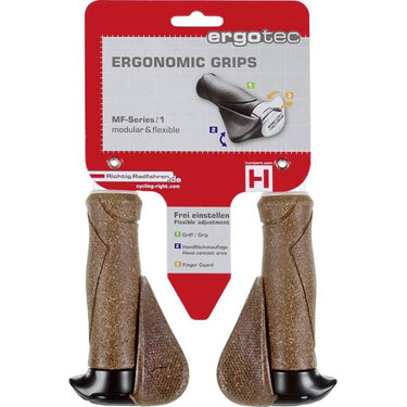 Fietsgreep met ergonomisch handvat 130mm, Dura kurk en aluminium, zwart bruin, 34mm dikte, 235g