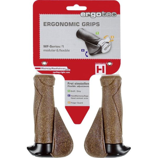 Fietsgreep met ergonomisch handvat 130mm, Dura kurk en aluminium, zwart bruin, 34mm dikte, 235g