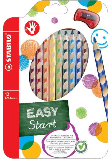 Stabilo kleurpotloden 331 easycolors rechtshandig inclusief puntenslijper assorti etui à 12 stuks