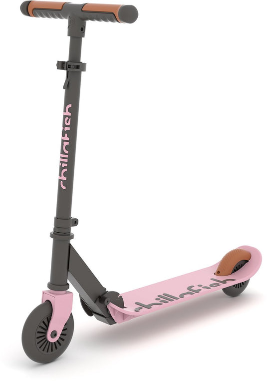 Chillafish kinderstep jongen en meisje vanaf 5 jaar met voetrem - licht roze - step met verstelbaar stuur - opvouwbaar en lichtgewicht met abec-5 wielen - model flexxi