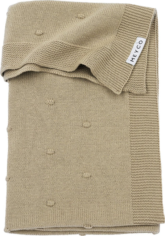 Meyco baby mini knots ledikant deken - sand - 100x150cm - 1.0 tog