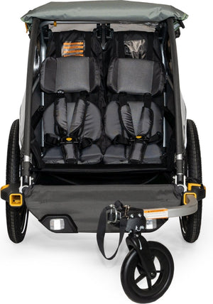 Burley d’lite x single fietskar – fietskar voor kinderen – fietskar 1 kind – inklapbaar – cargo trailer – groen grijs