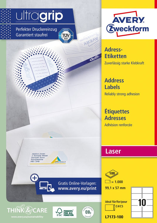 Merkloos sans marque avery l7173-100 adreslabels