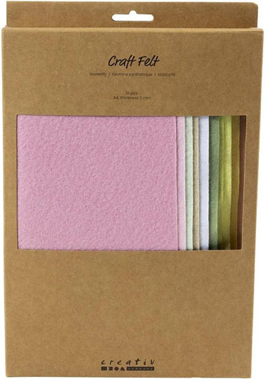 Creativ company hobbyvilt a4 dikte 2mm pastelkleuren - 10st.