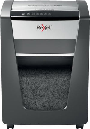 Rexel momentum x420 papierversnipperaar - p4 snippers - tot 20 vel - 30l - zwart