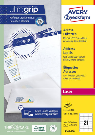 Avery -l7160-100-laseretiketten