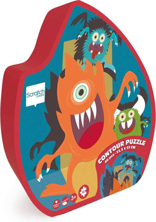 Scratch contour puzzel - monsters - 53,5x55,5cm - 40 stukjes - 3 jaar