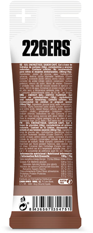 226ers high energy 80mg caffeine espresso coffee gel 76g